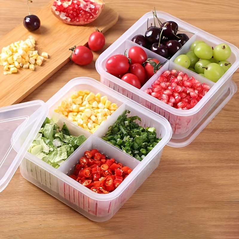 1pc 600ml Multifunctional Kitchen Food Container For Salad, Fruit