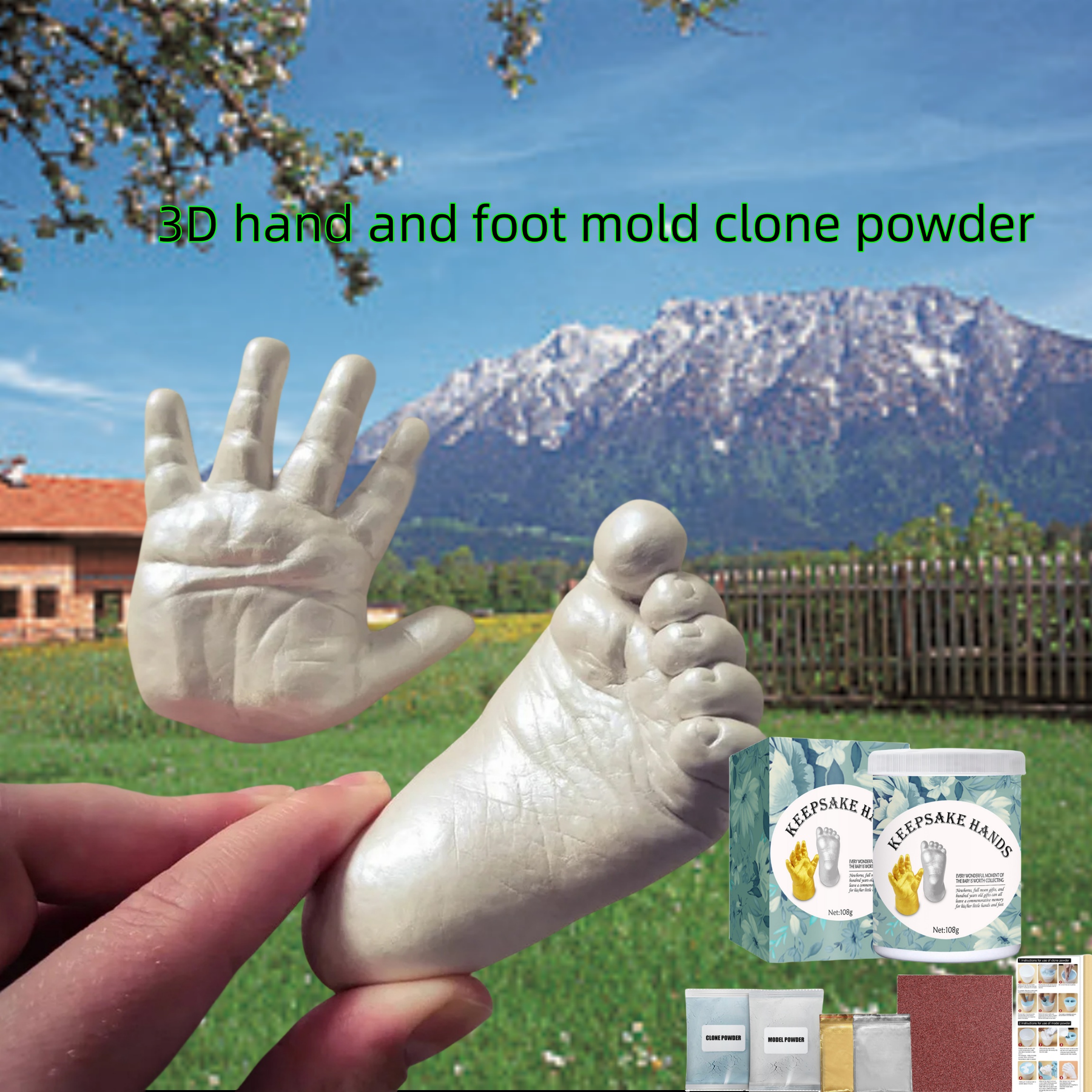 Oklady Hand Foot Print Mold For Baby Powder Plaster Casting Kit
