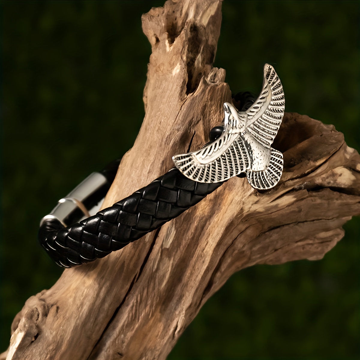 Men's PU Leather Braided Eagle Bracelet, Punk Style