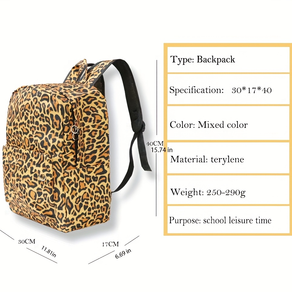 3 Pieces Brown Leopard Animal Cheetah Print School Bags for Kids Girls  Fashion Backpack Adjustable Shoulder Book Bag Set with Lunch Box Pencil  Case 