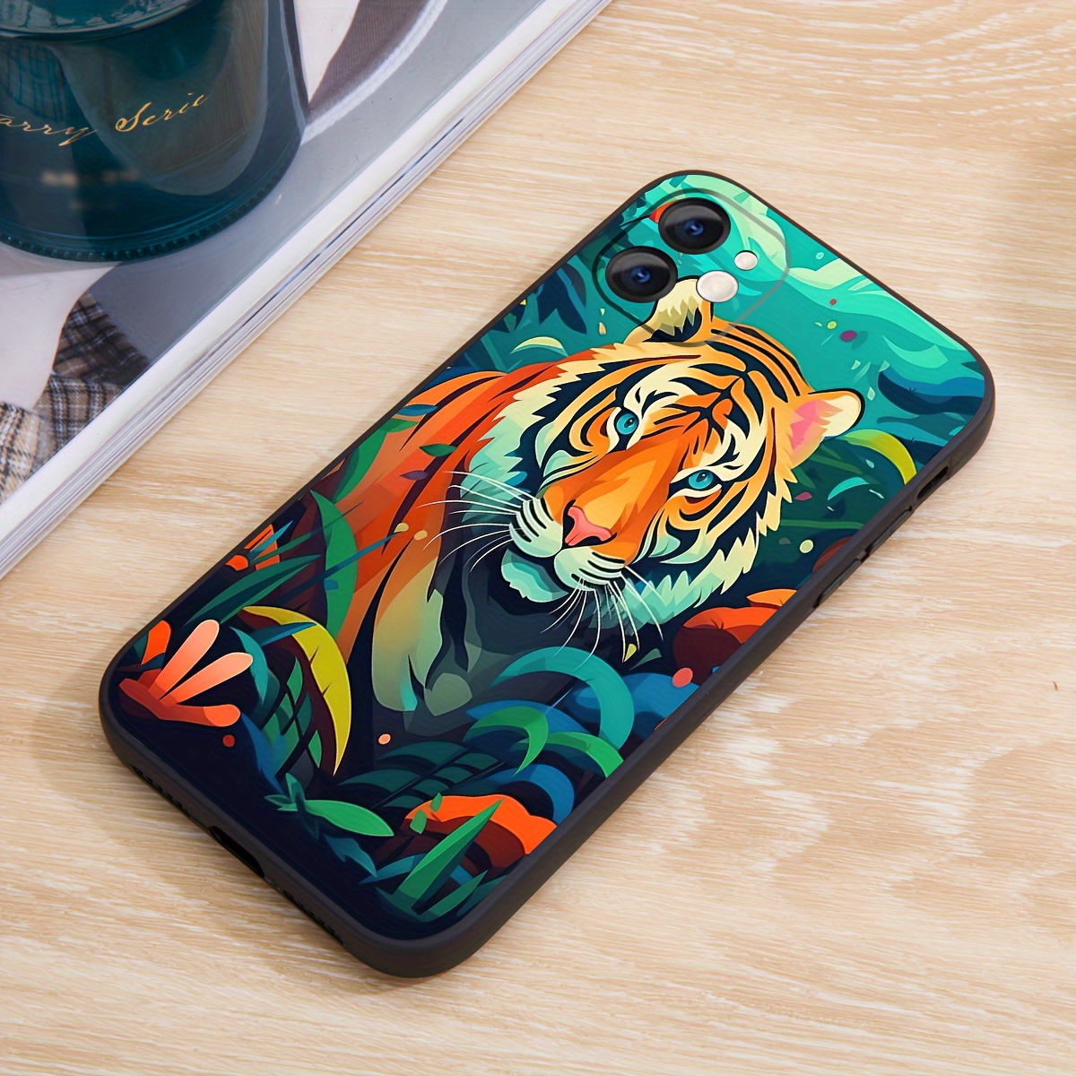 For TCL 40 SE Case 2023 Soft Silicone Protective Black Tiger Lion