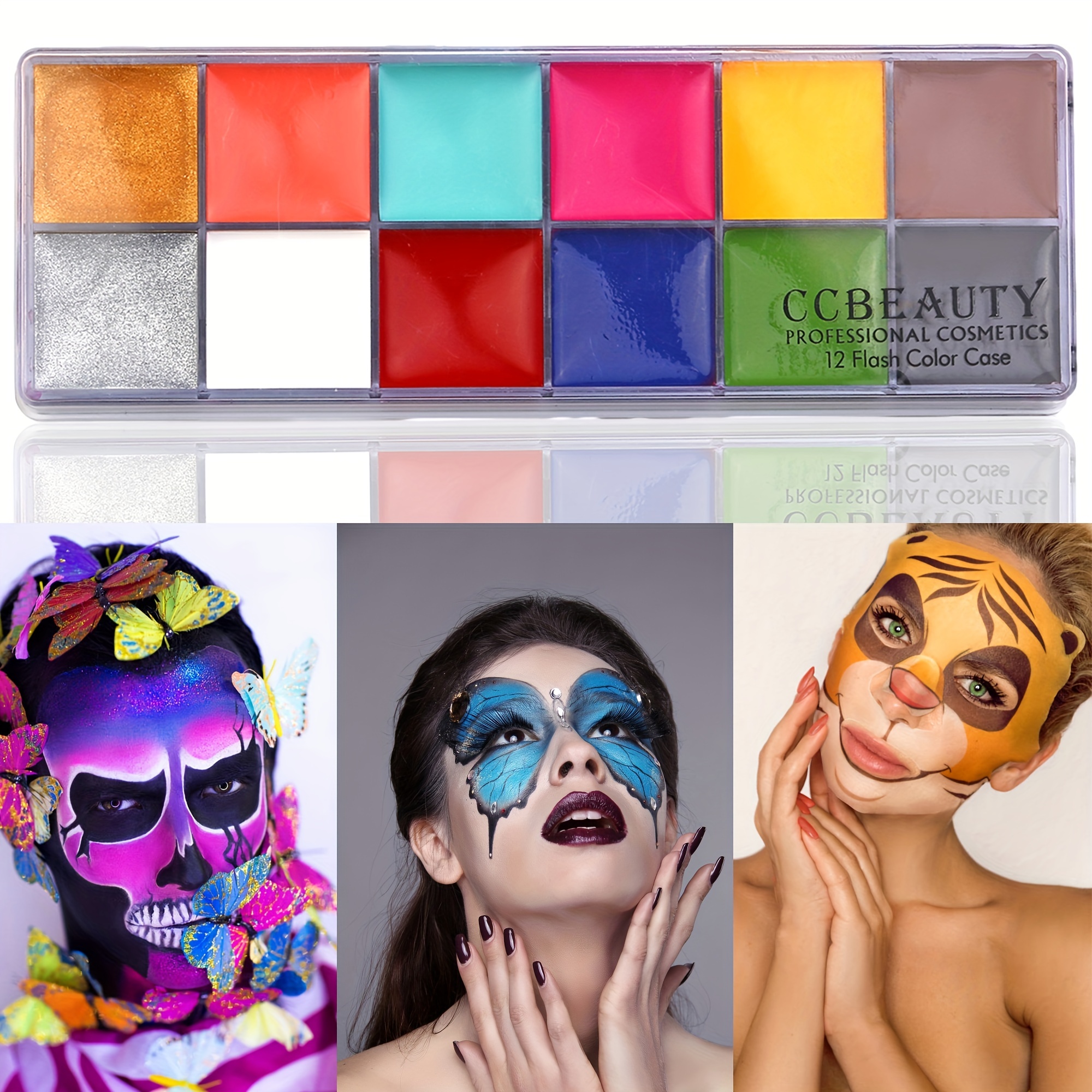 CCbeauty 36 Colors Face Body Paint Oil Professional Flash Non-Toxic  Hypoallergenic Halloween Artist Fancy Cosplay Party SFX Face Painting  Palette with 10 Green Brushes Kit for Adults Girls 36 Colors With Green  Brushes