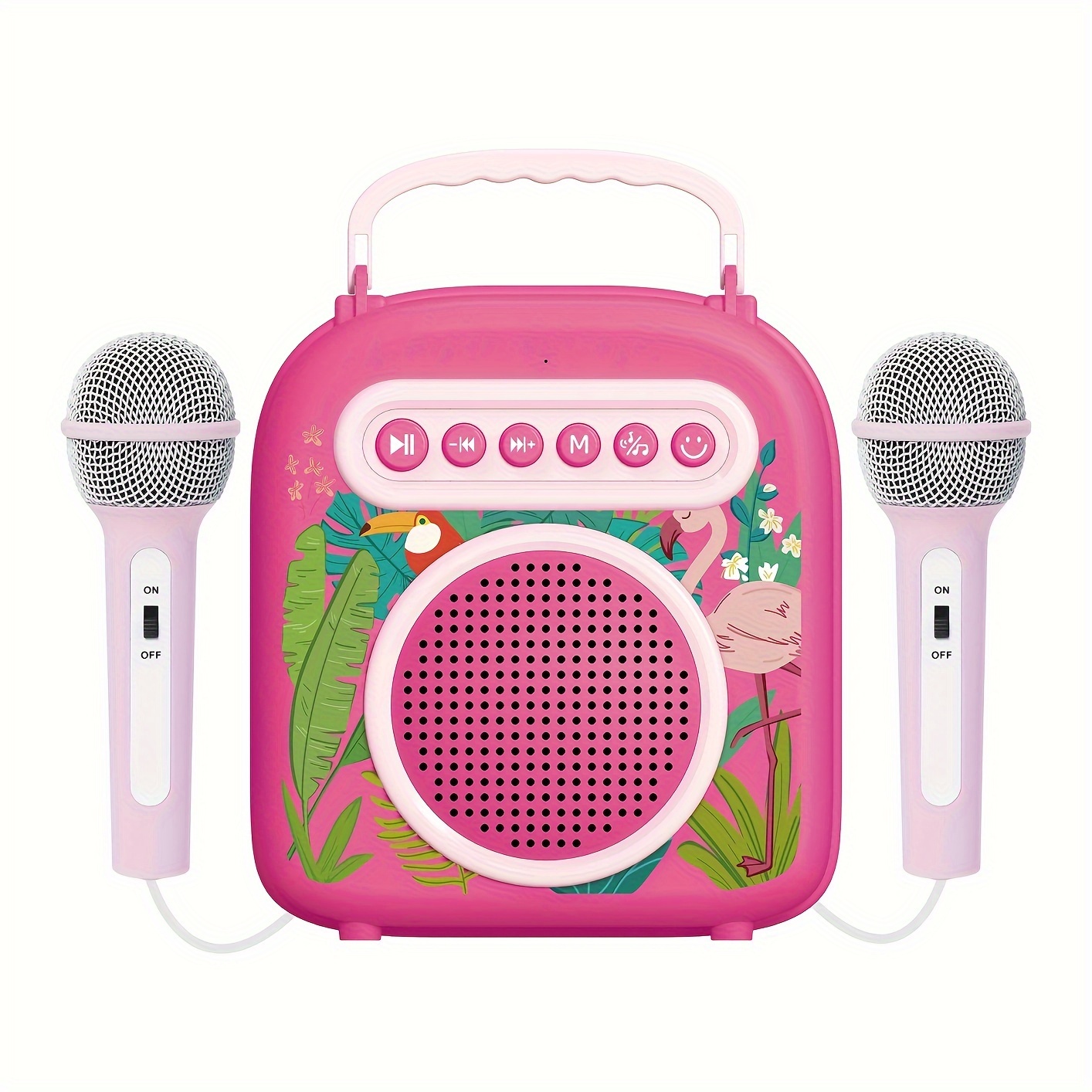  FULLIFE - Máquina de karaoke para adultos/niños con 2  micrófonos inalámbricos, sistema de altavoces PA Bluetooth portátil,  máquina de sonido HD con eco y corte vocal, compatible con TF/USB, entrada 