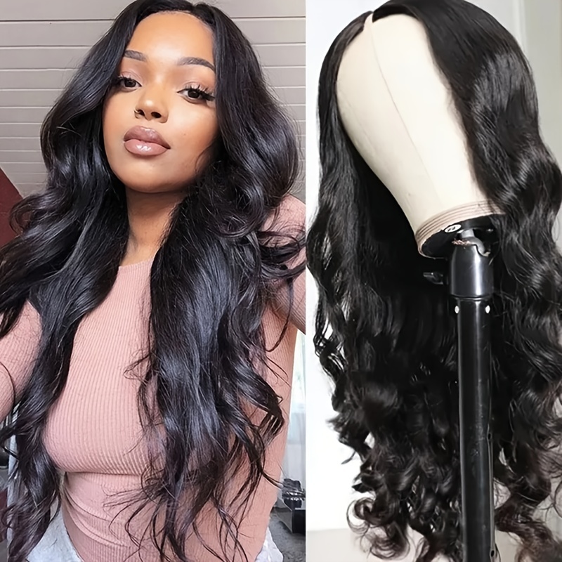 

Brazilian Virgin Human Hair V Part Wig - Full Head Clip In Half Wig With U Part And No Leave Out Lace Front - 150% Density Natural Color - Glueless And Easy To Style