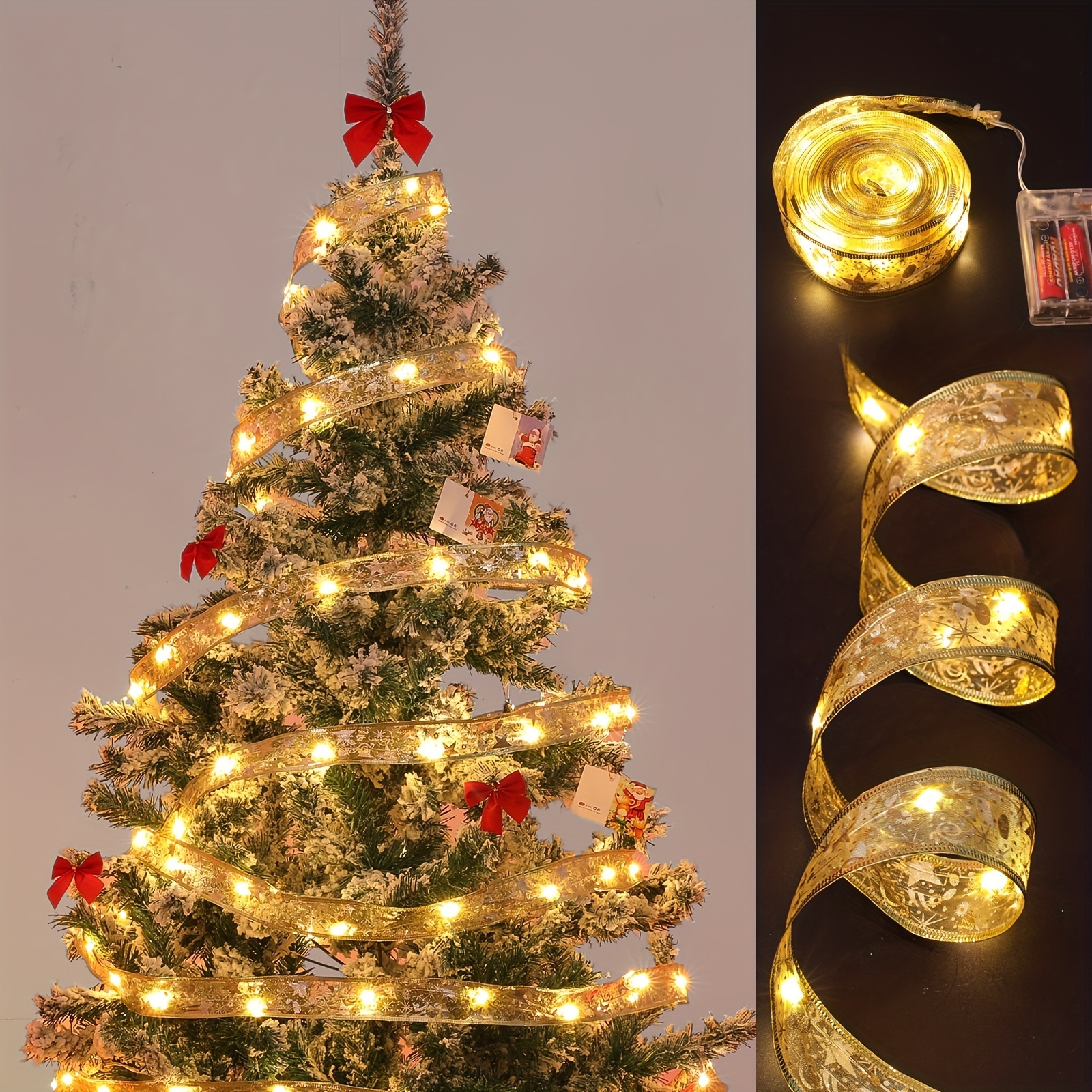 Christmas Decoration Bows Bright Gold Ribbons Bright - Temu