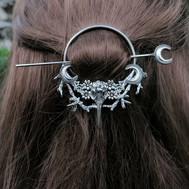 

Vintage Raven Witch Hairpin With Stick Punk Viking Alloy Hair Accessories For Daily Decoration