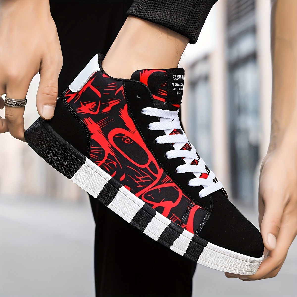 Sneakers High Top Men Graffiti  Sneakers Men High Top Platform