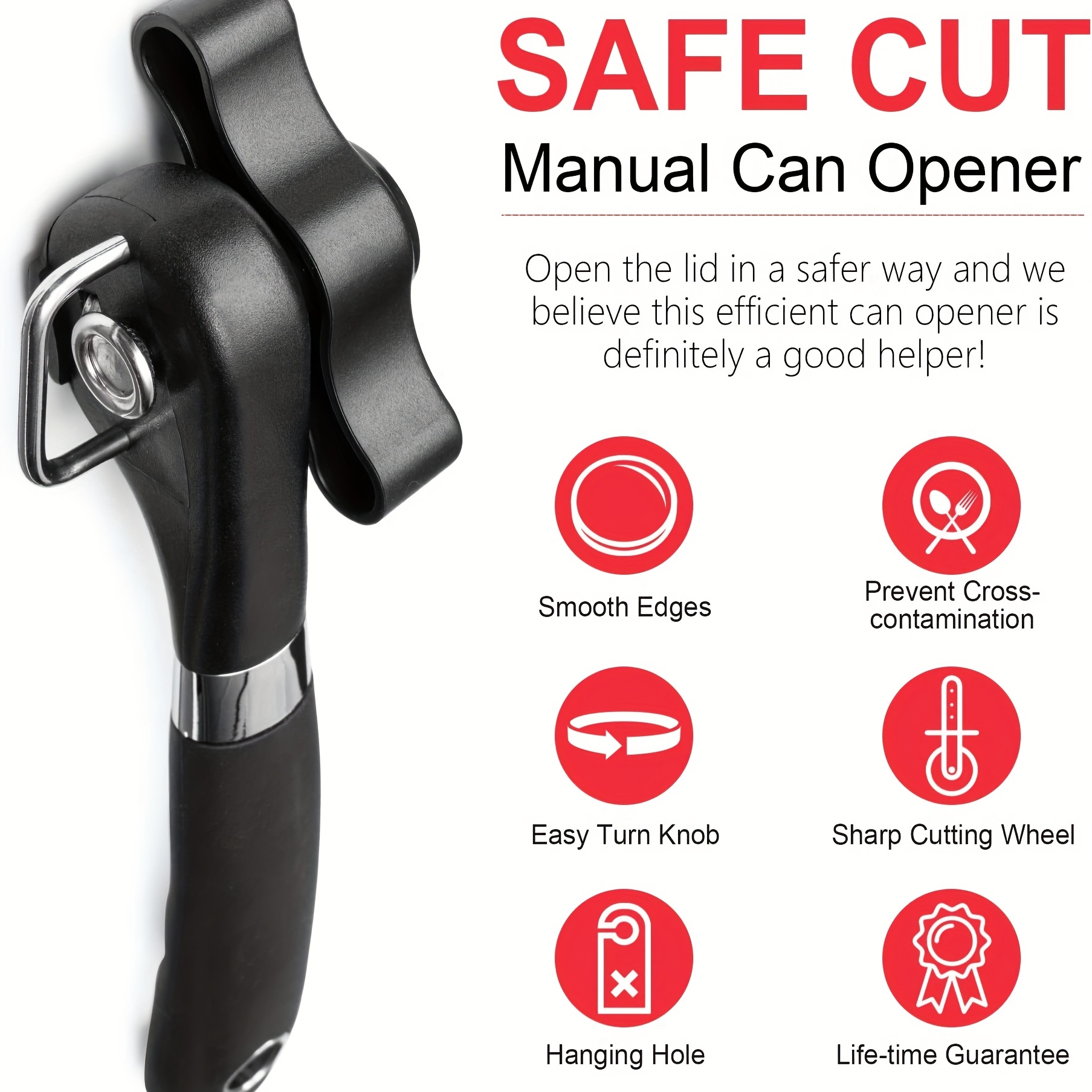 Food Grade Stainless Steel Cutting Can Opener for Kitchen
