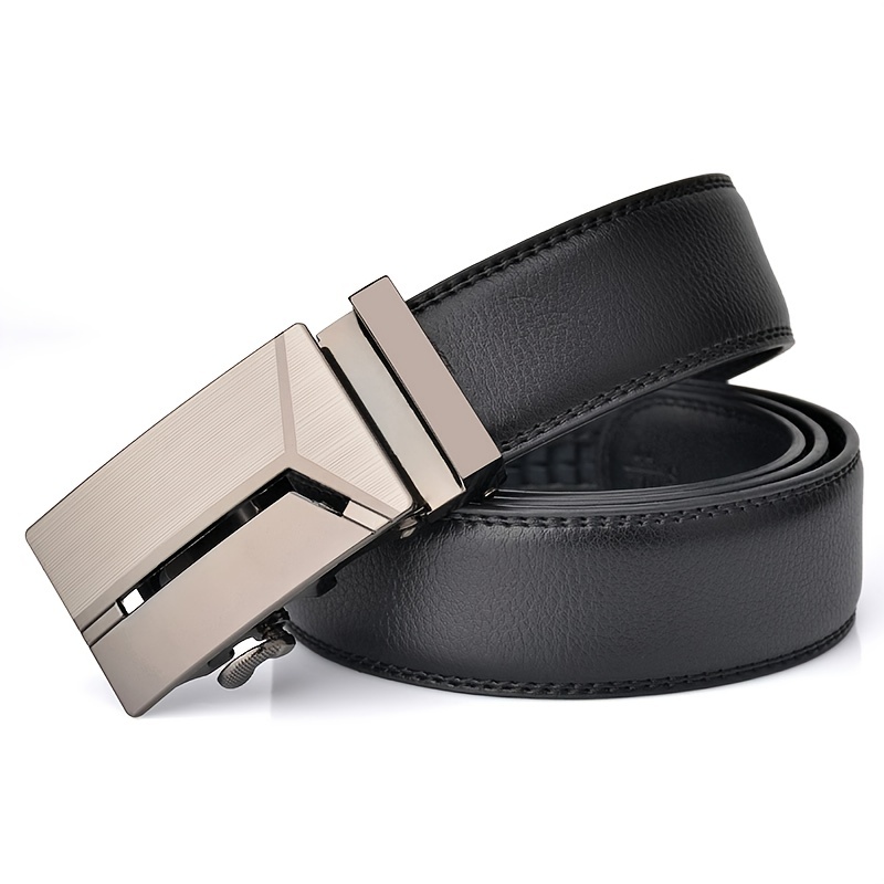 Y Letter Style Auto Buckle Men's Business Casual Leather Belt
