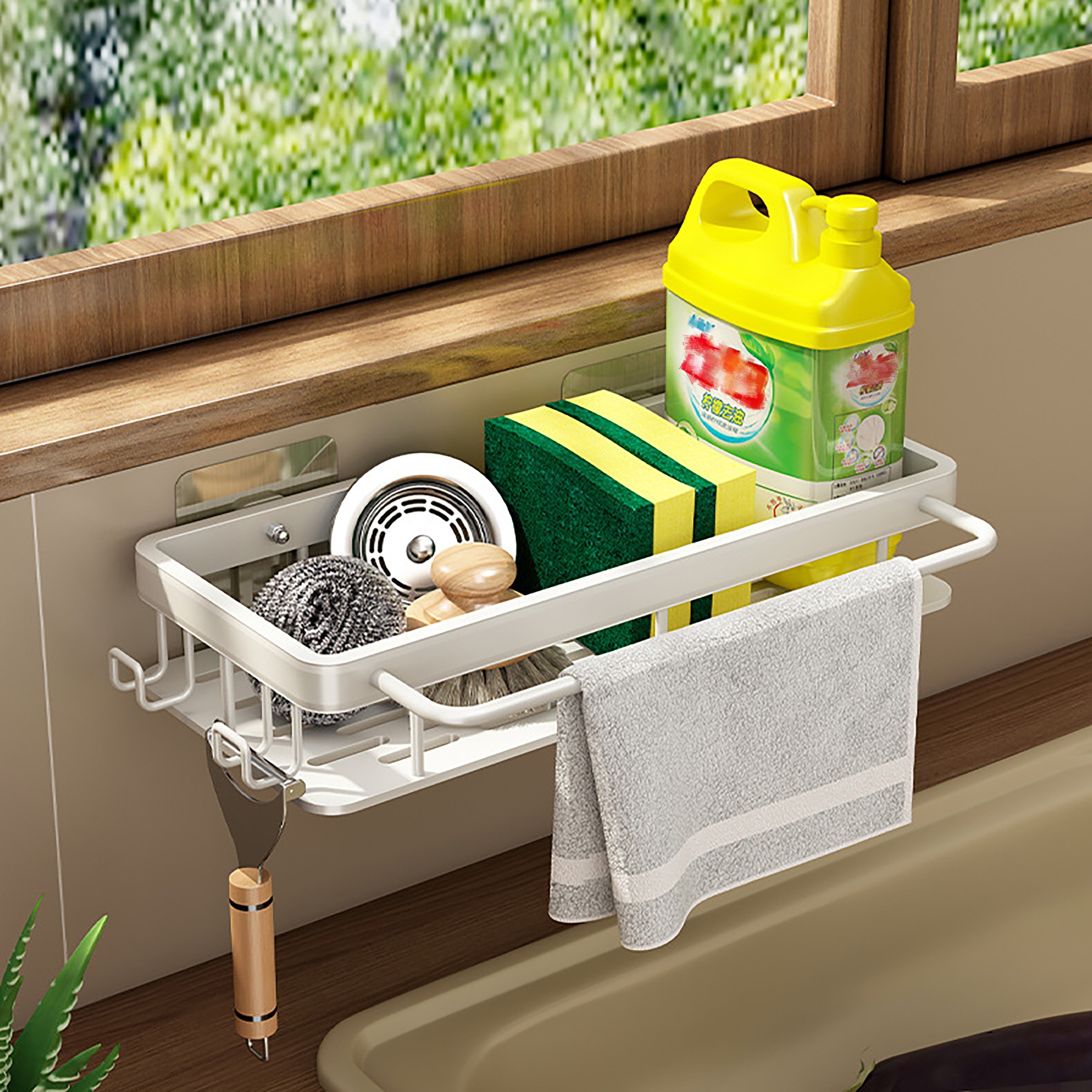 New Bathroom Wall Organizer Rack Shampoo Soap Drainer Shelf Punching-free  Kitchen Wall Hanging Storage Box Spices Gadgets Holder