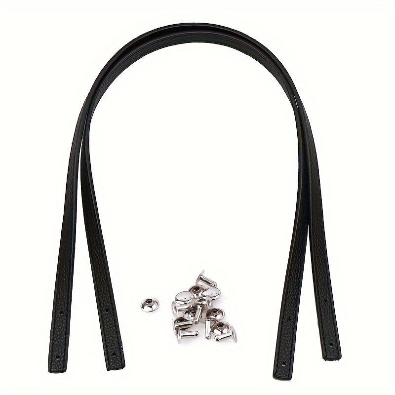 2pcs Of Faux Leather Women's Handbag Straps For Handmade Bag Handles With Rivets And Straight Strips