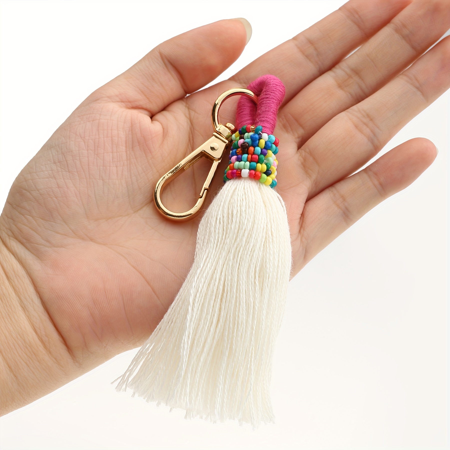 Colorful Boho Pom Pom Tassel Bag Charm For Women Handmade - Temu