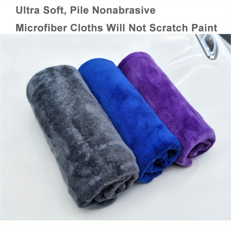 3PCs Microfiber Car Cleaning Towels Car Wash Drying Cloth Hemming  Microfiber Towel Care Wash Cloth Car Detailing Accessories
