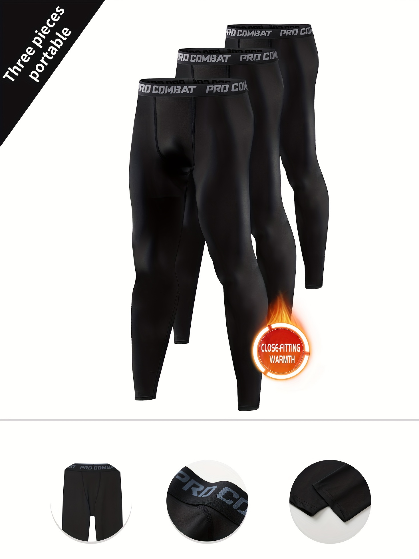 3pcs Cooling Men's Base Layer Tights for Enhanced Fitness Performance and  Running Comfort