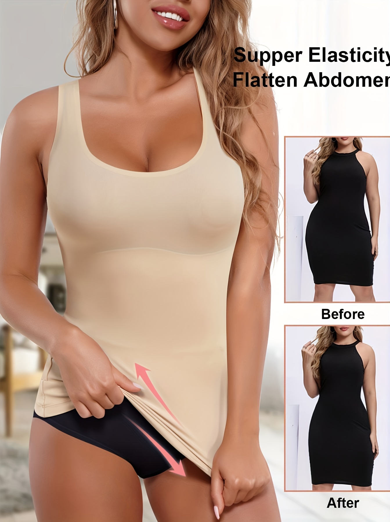 Shapewear Tops for Women Comfort Daily Tummy Control Camisole Seamless  Slimming Vest Sleeveless For Dress Suit Wearing 