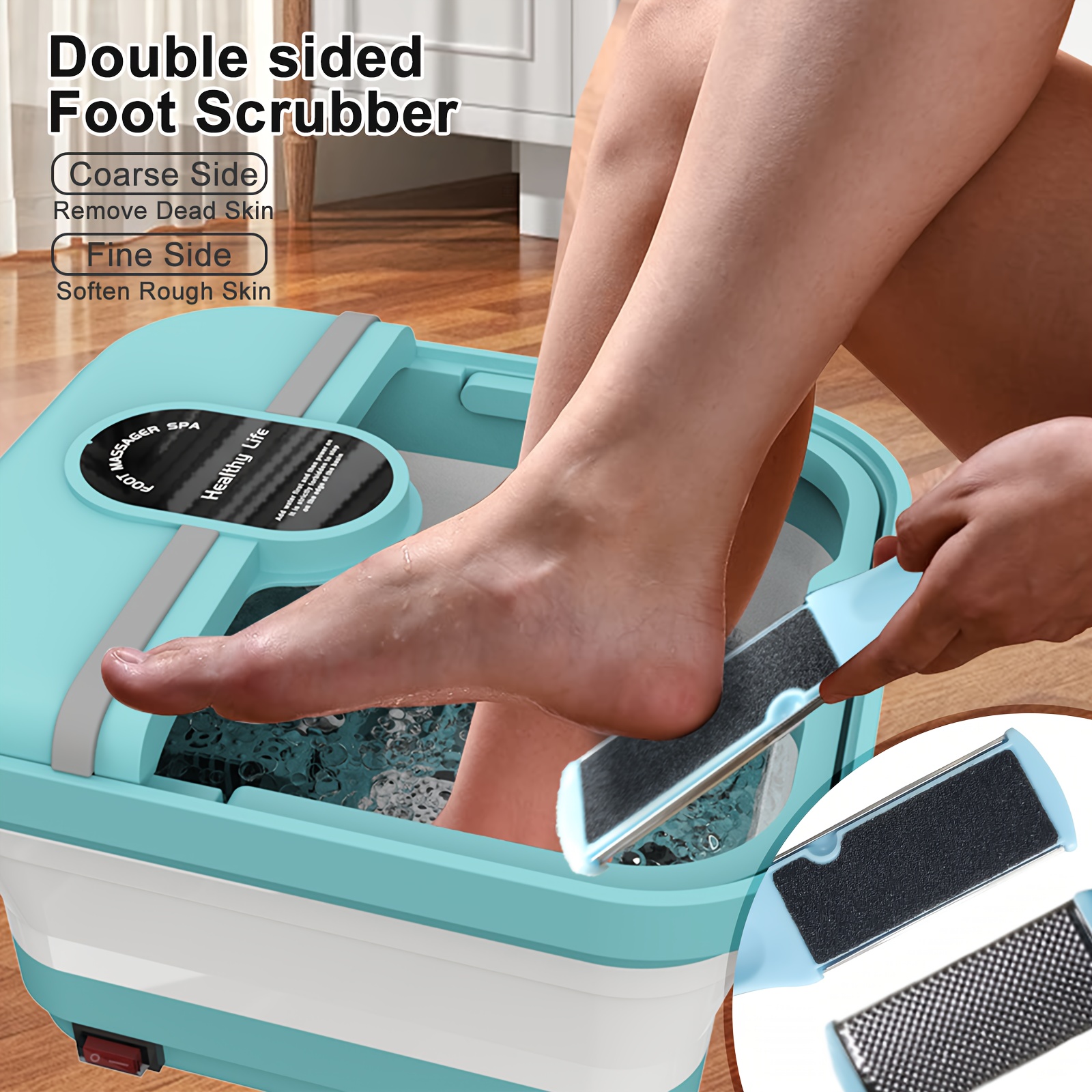 Collapsible Foot Spa Bath Massager With Heat Bubbles - Temu