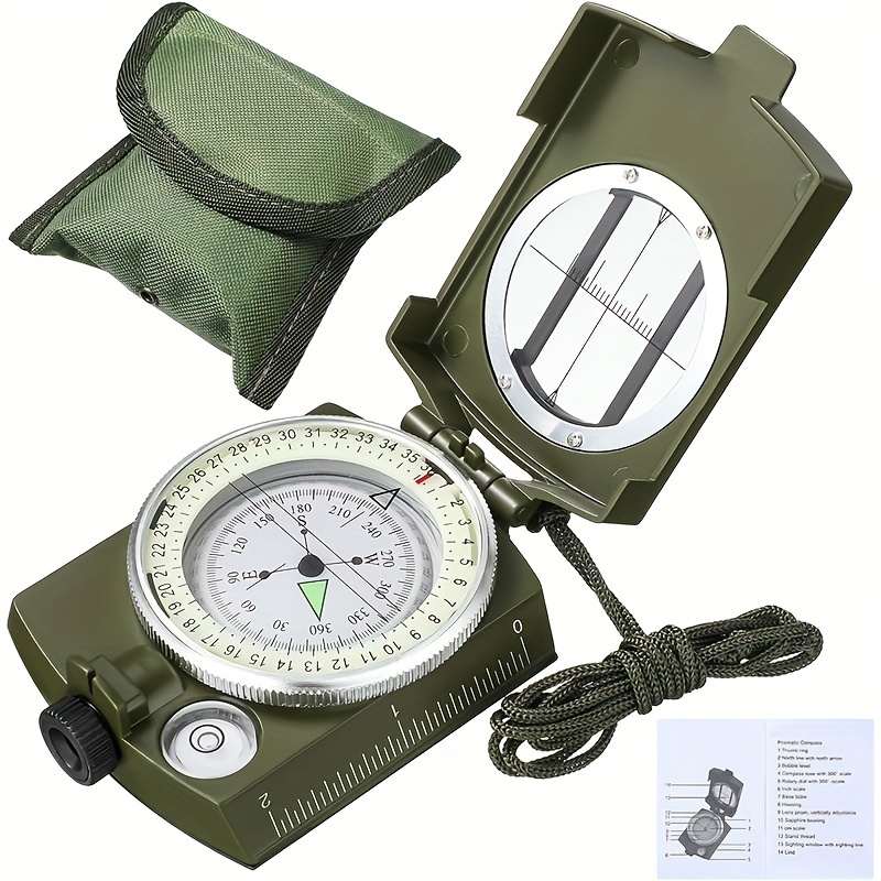 

Multifunctional Survival Compass - Sighting Compass With Carrying Case & Lanyard, Waterproof & Shockproof For Hiking, Camping, Outdoor Adventures