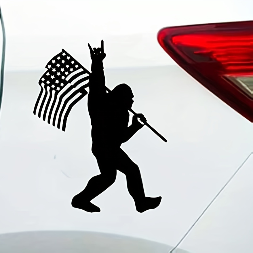 Show Your Patriotism With This High Quality Sasquatch Bigfoot Rock On American  Flag Vinyl Sticker Automotive Temu South Korea