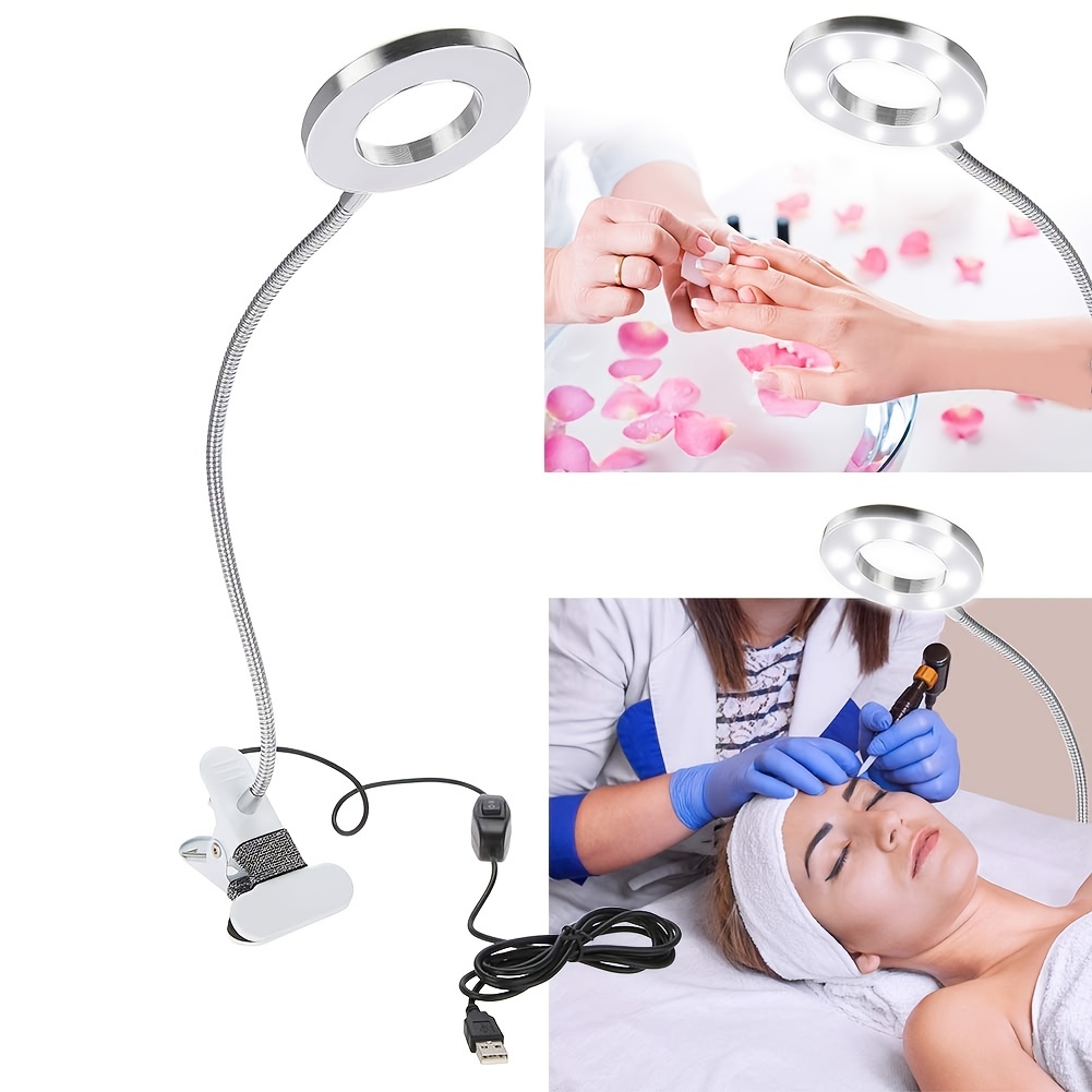 KAKAKE Lampe de tatouage USB, protection des yeux à gradation continue  Lampe de table LED pliable à 360 ° pour l'étude du maquillage(blanche)
