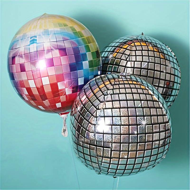 4d Disco Foil Balloons Black Silver Balloons Baby Shower - Temu