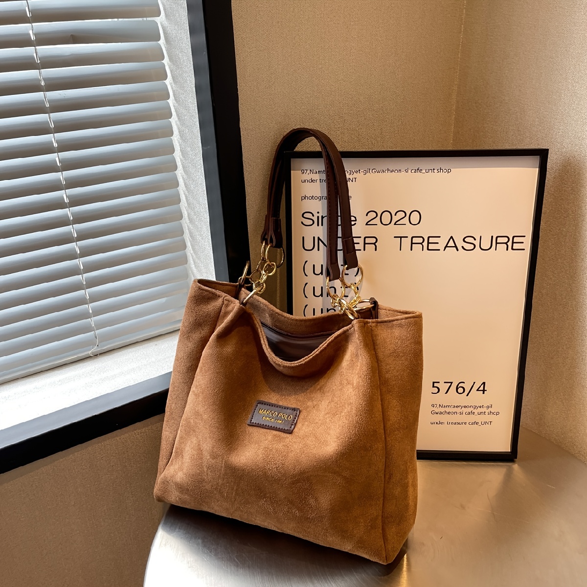Fashion Shoulder Bag, Letter Patch Decor Handbag, Women's Large Capacity  Purse - Temu