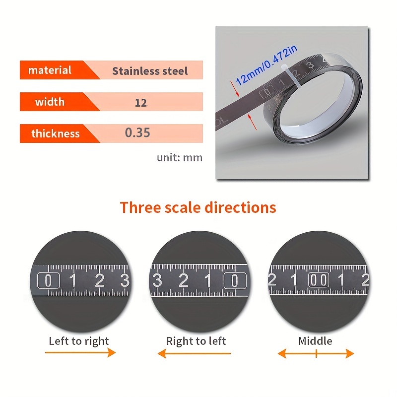 1 Cinta Métrica Autoadhesiva Regla Escala Imperial Acero 1/2 - Temu Mexico