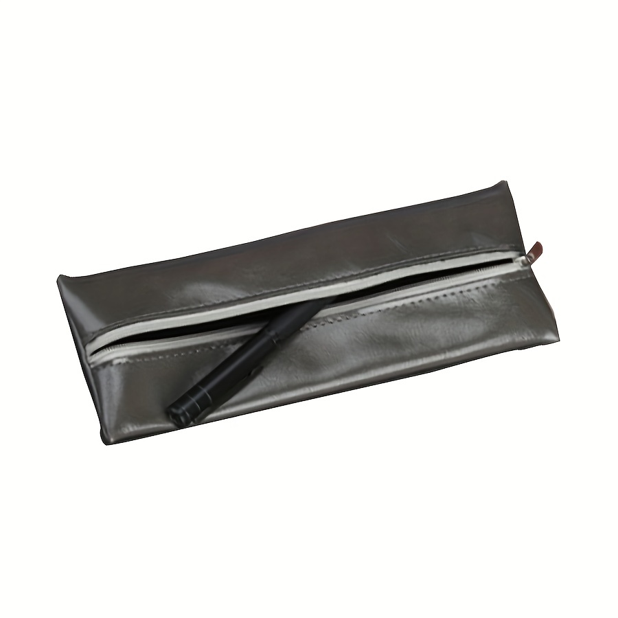 Pencil Pouch Black Pencil Pouch Pu Leather Pencil Pouch Small Zipper Pouch  For Pencils, Pens, Markers, Cosmetics, Change, Coins - Temu Germany