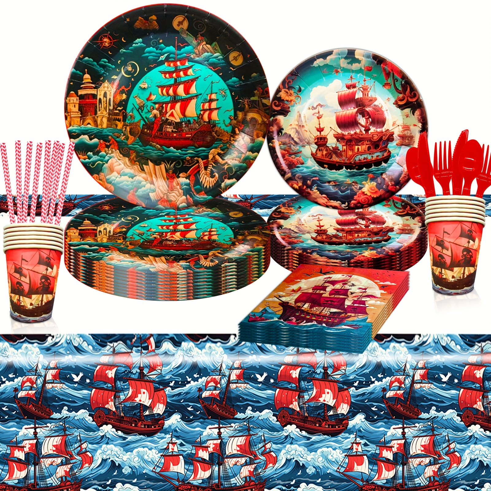 Pirate Birthday Theme Party Disposable Tableware Pirate Ship Party