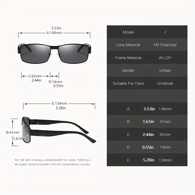 Men's Polarized Square Sunglasses UV400