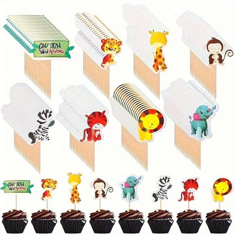 7pcs, Animal Cake Toppers, Decorações de bolo de animais de