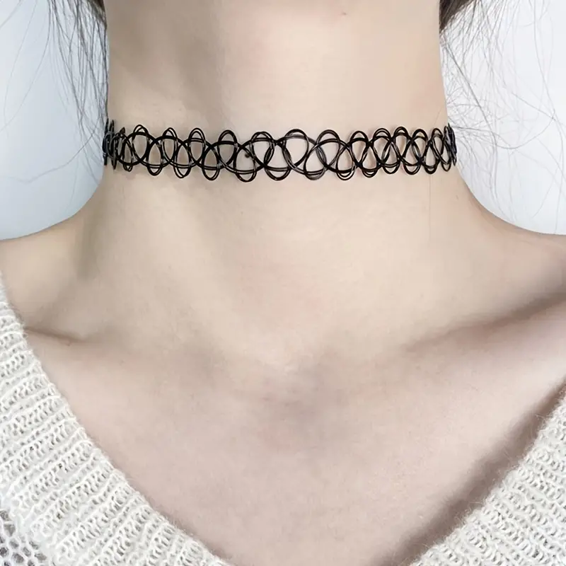 Black Tattoo Chokers Necklace Vintage Stretch Henna Gothic - Temu