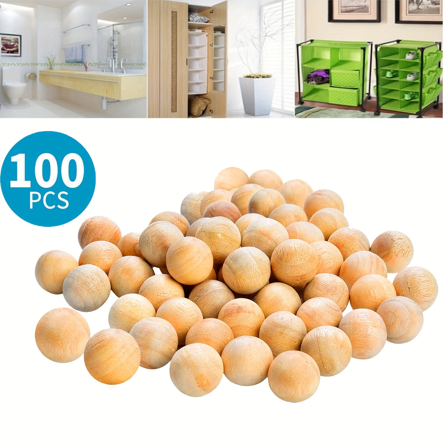 20Pcs 1.8cm Camphor Wood Moth Balls Wardrobe Clothes Drawer Smell Remover  Beads