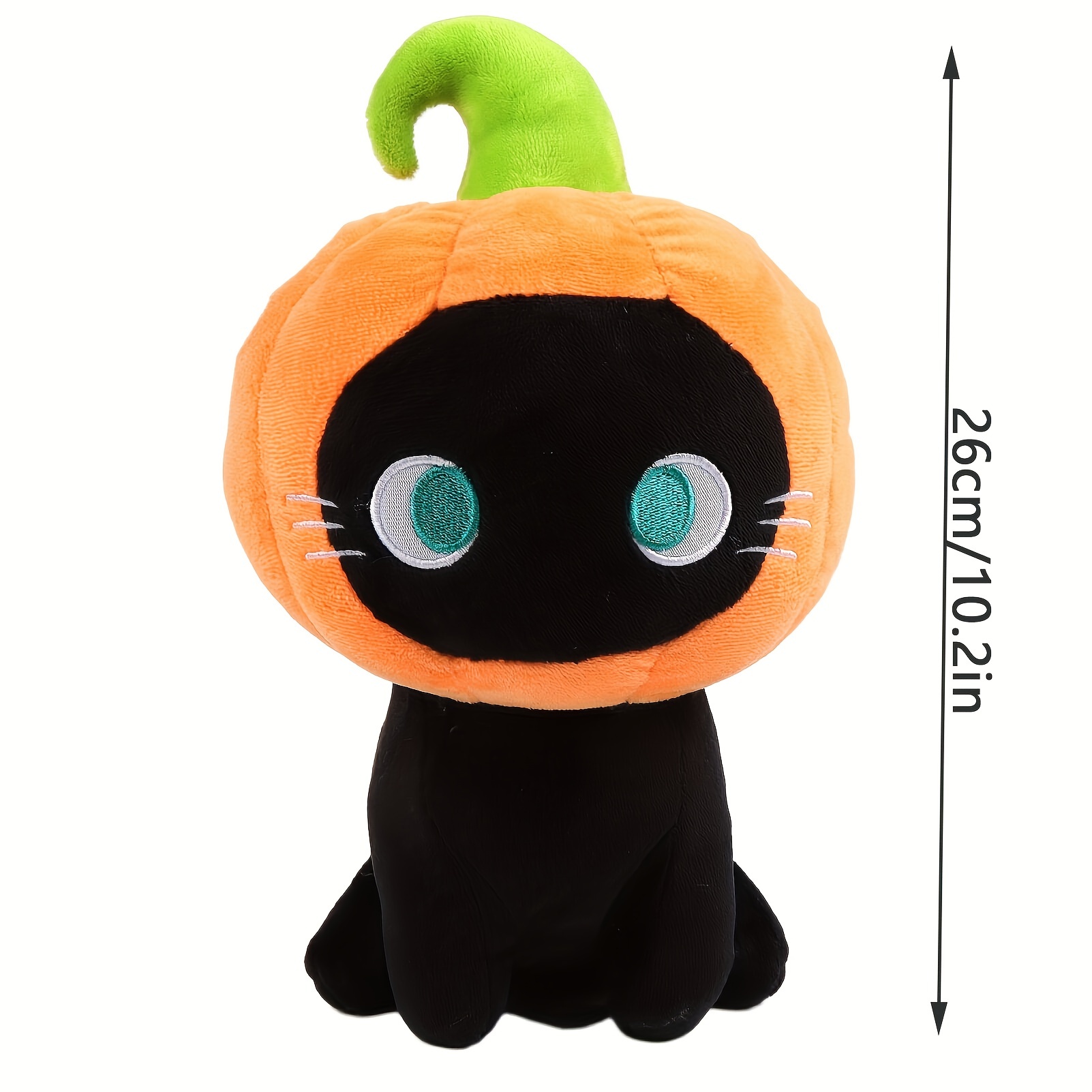 26cm/10.2in Kawaii Pumpkin Black Cat Plush Toy Soft Stuffed Animal， Pumpkin  Black Cat Plushie Doll For Children Gifts， Halloween Decor