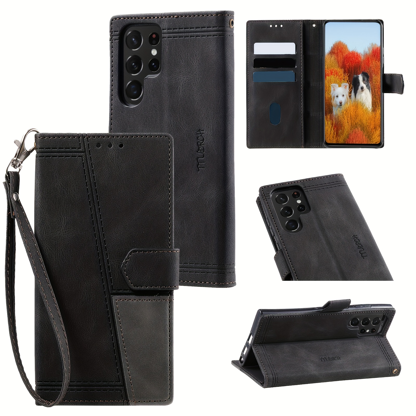 Wrist Strap Crossbody Leather Wallet Case For Samsung Galaxy S23 Ultra S22  S21 Plus A13 A33 A53 A54 Card Holder Lanyard Cover