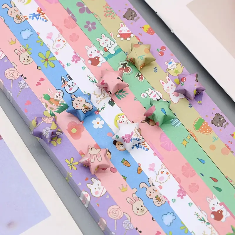 Cute Cartoon Rabbit Print Star Origami Paper Star Paper - Temu