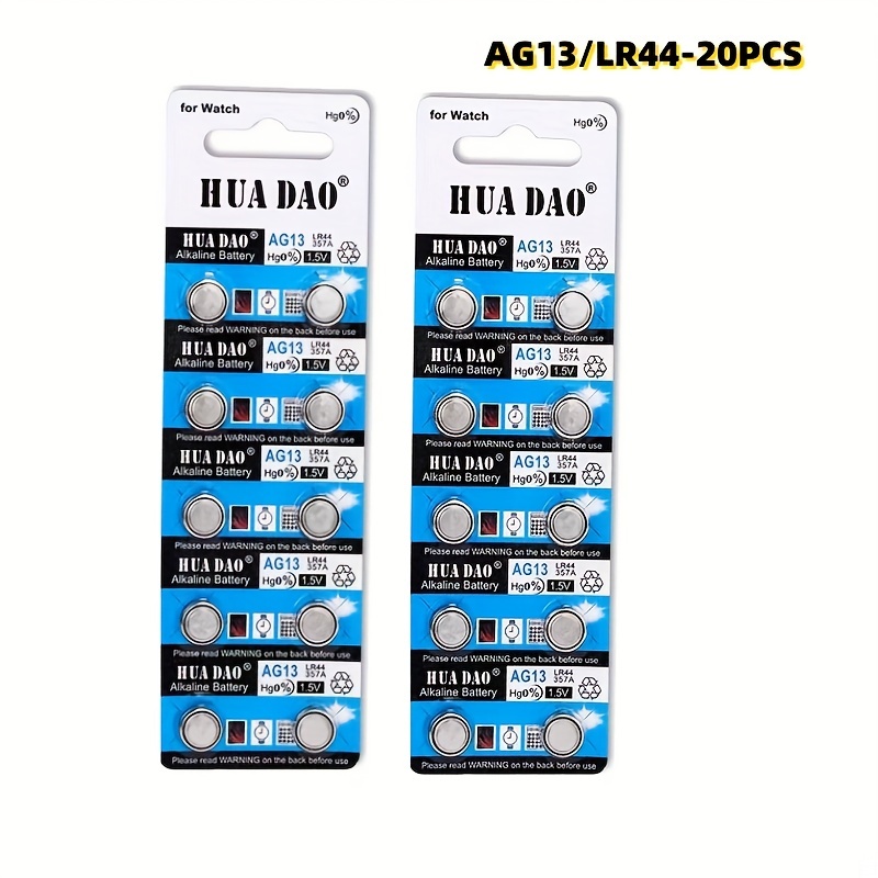 20pcs (2 x Cards) AG13 / LR44 1.5V Alkaline Button Cells