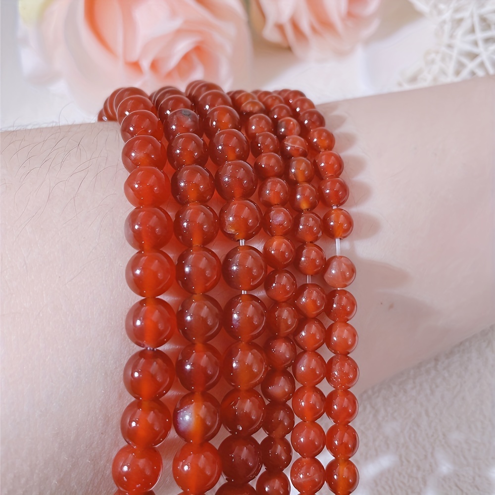 Red Faceted Agate Natural Stone Beads Crystal Round Loose Spacer Bead For  Jewelry Making DIY Needlework Bracelets Necklace 4-12MM