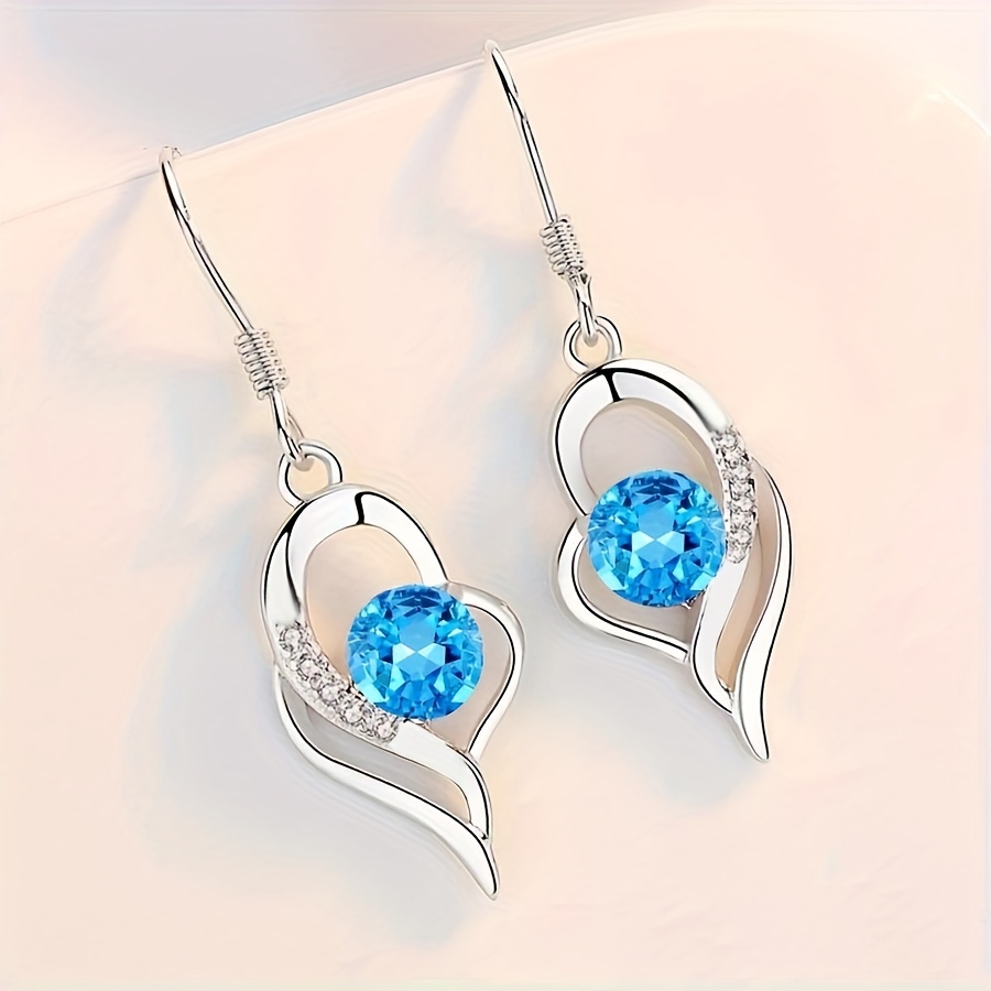 love heart zircon drop dangle earrings temperament female accessories 18k gold plated jewelry 1pair 1