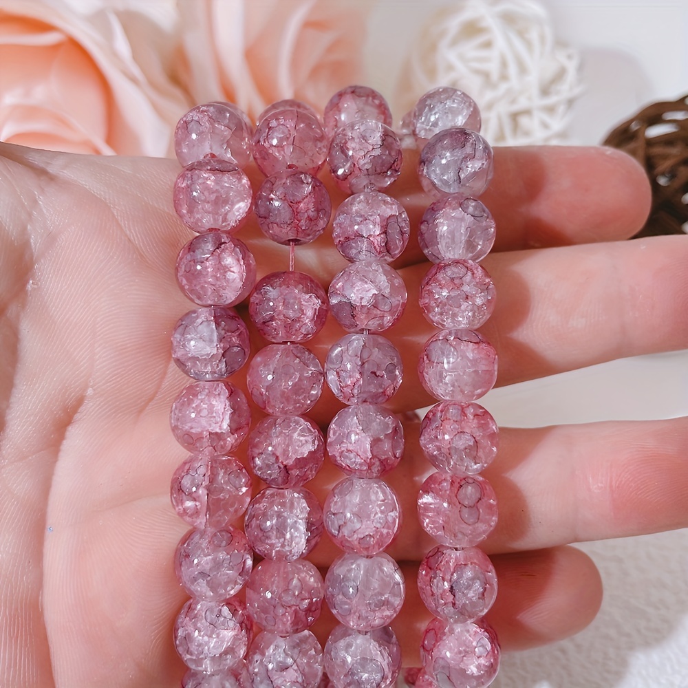 100pcs Crackle Glass Beads 10mm Crystal Glass Beads for Jewelry Making  Round Spacer Beads Glass Crafts Beads Bulk Beads for Necklace Bracelet  Earrings