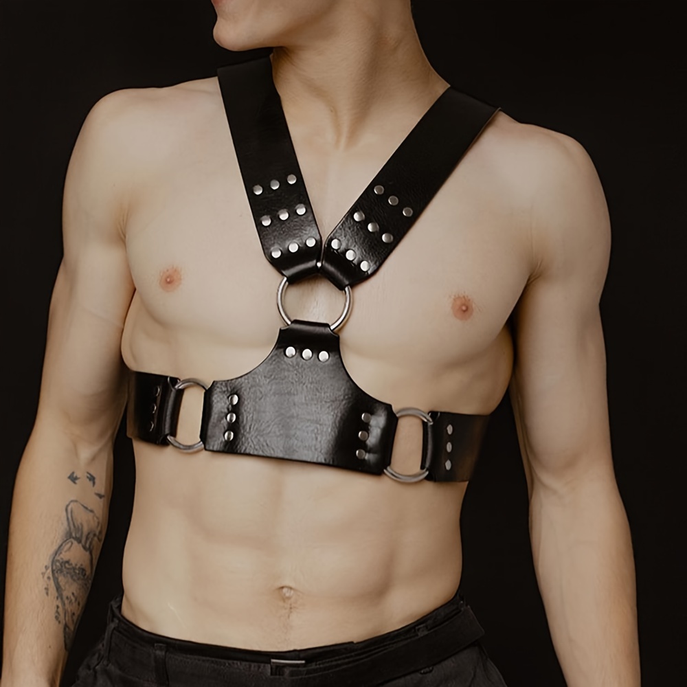 Men's PU Leather Chest Body Harness Gay Buckles Punk Party Clubwear Costume  Gay