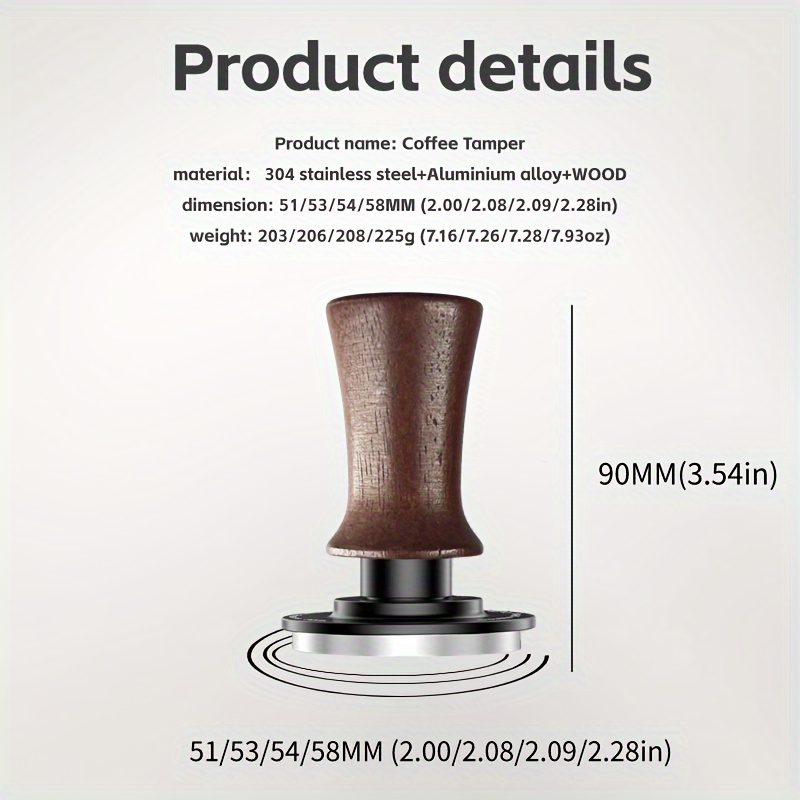 1PC 51/53/58mm Distribuidor De Café Espresso Coffee Hammer Powder Three  Leaf Powder Press Acero