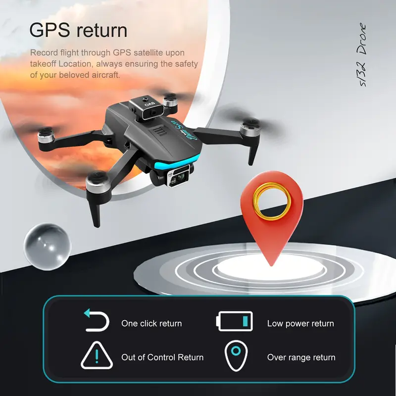 s132 foldable 5g brushless gps drone with hd electric camera optical flow positioning infrared obstacle avoidance gesture control gravity sensor includes carrying case perfect halloween christmas birthday gift quadcopter uav details 2
