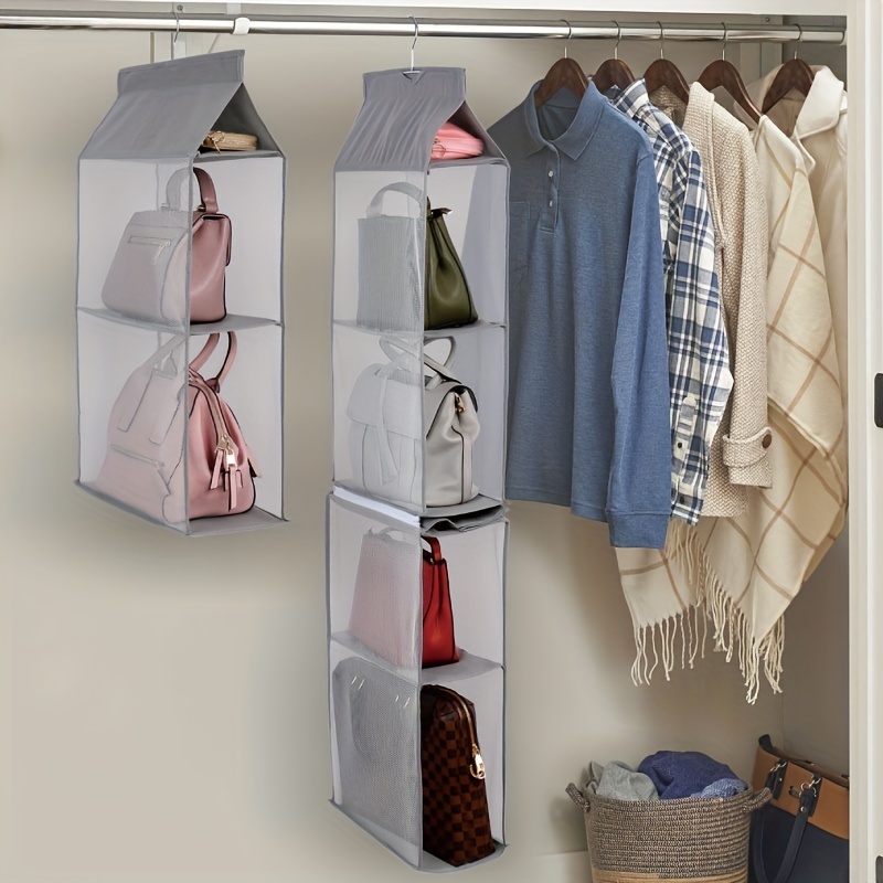 KEEPJOY Organizador de bolso colgante desmontable para armario, bolsa de  almacenamiento para armario con 4 estantes, sistema de organización de  bolsos