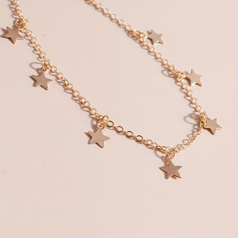 Pompotops Delicate Star Choker Necklaces Boho Gold Chain Tiny Star Choker  Necklace Tassel Necklaces Birthday Anniversary Jewelry Gift for Women Girls