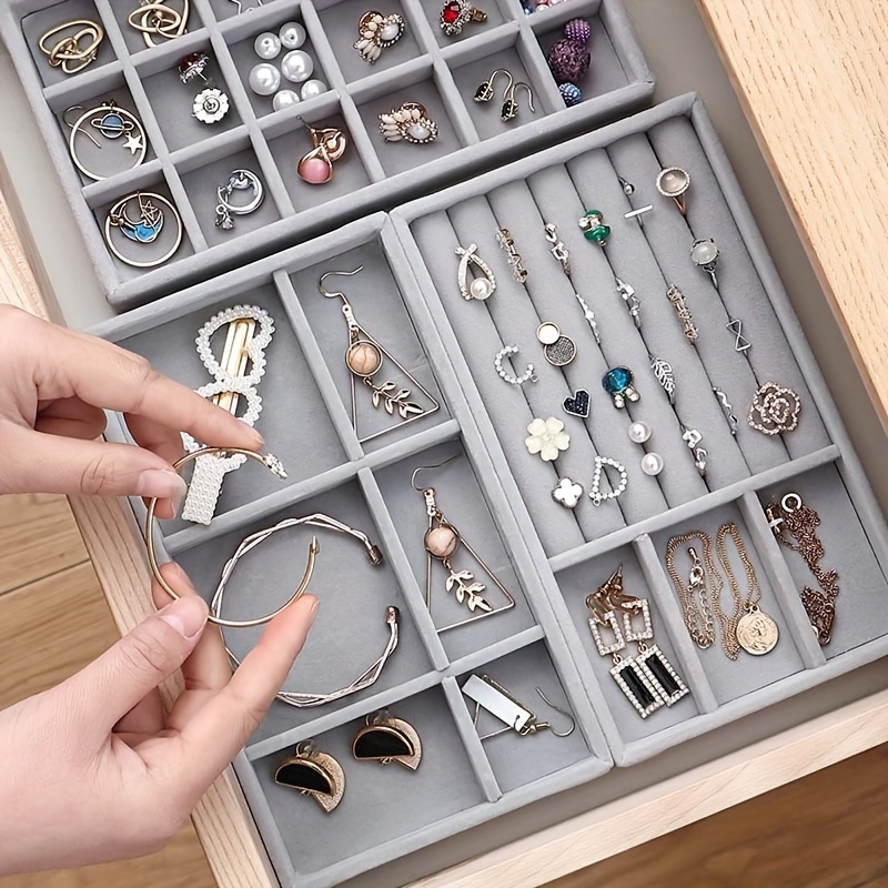 Velvet Earrings Rings Bracelet Tray Jewelry Display Drawer