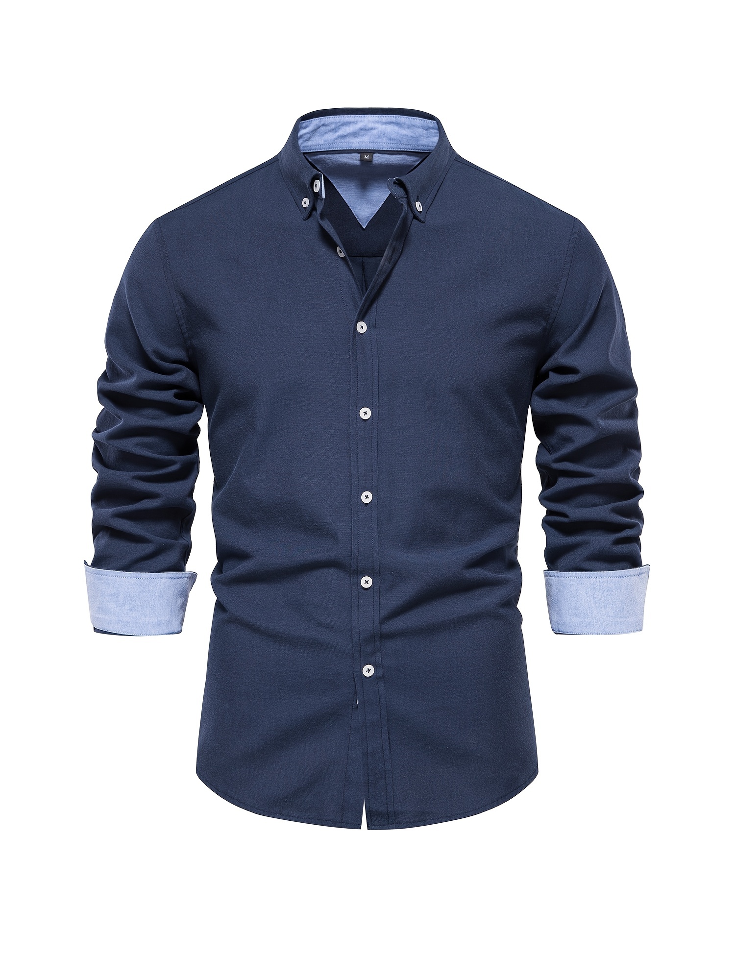 Camisa Oxford Casual De Manga Longa Para Homens, Camisa Confortável Com Botões Para Primavera Outono Ao Ar Livre detalhes 14