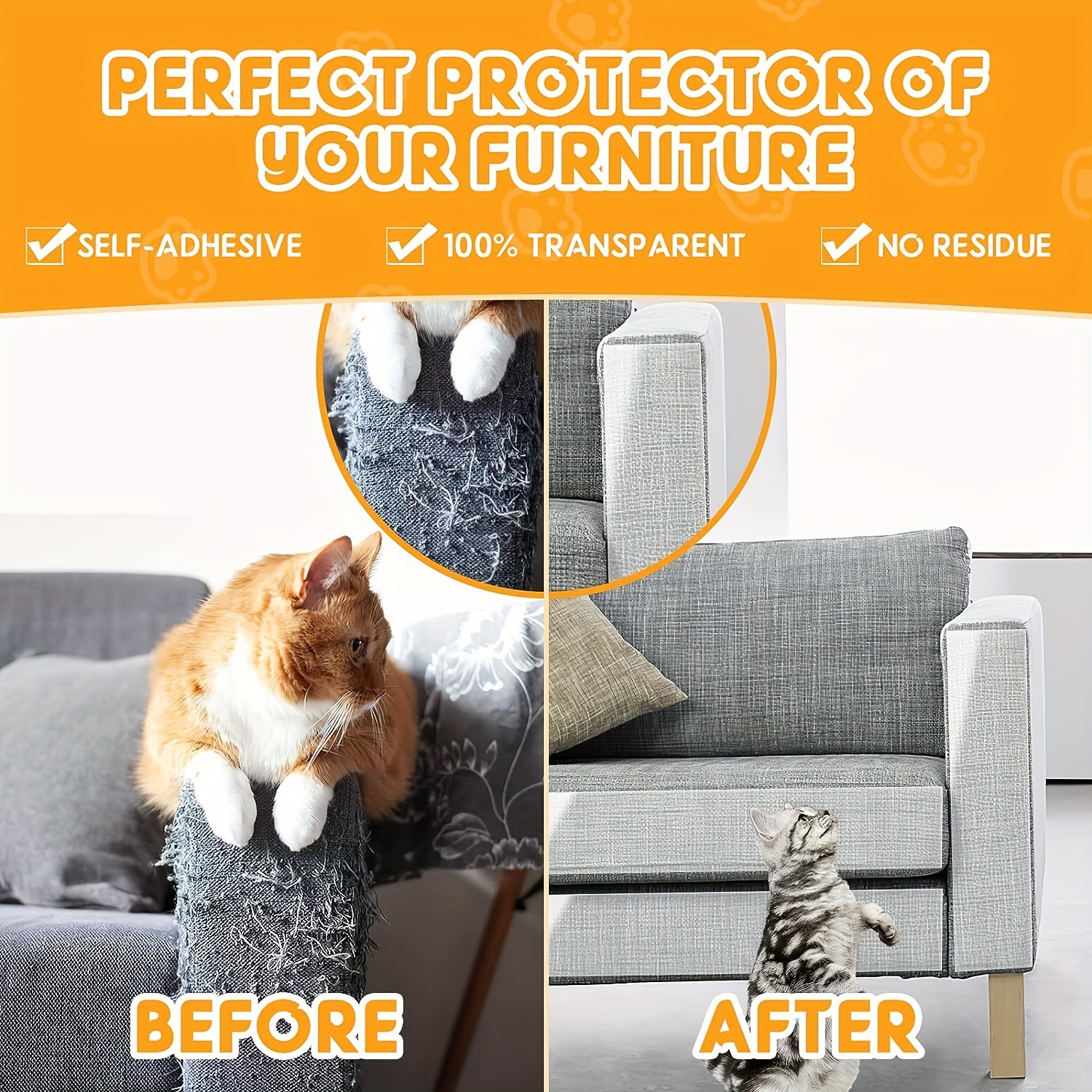 Cat Furniture Protector, Cat Scratch Furniture Protector With 30