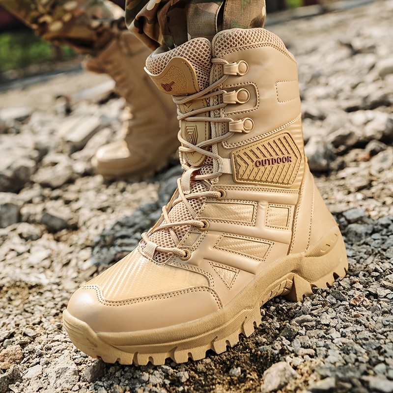 Botas tácticas para hombre, botas de combate militares para exteriores,  trabajo al aire libre, caminando al desierto, zapatos de entrenamiento,  negro