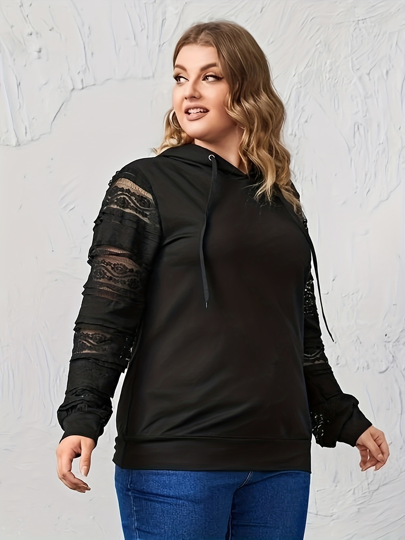 Plus size lace 2025 up hoodie