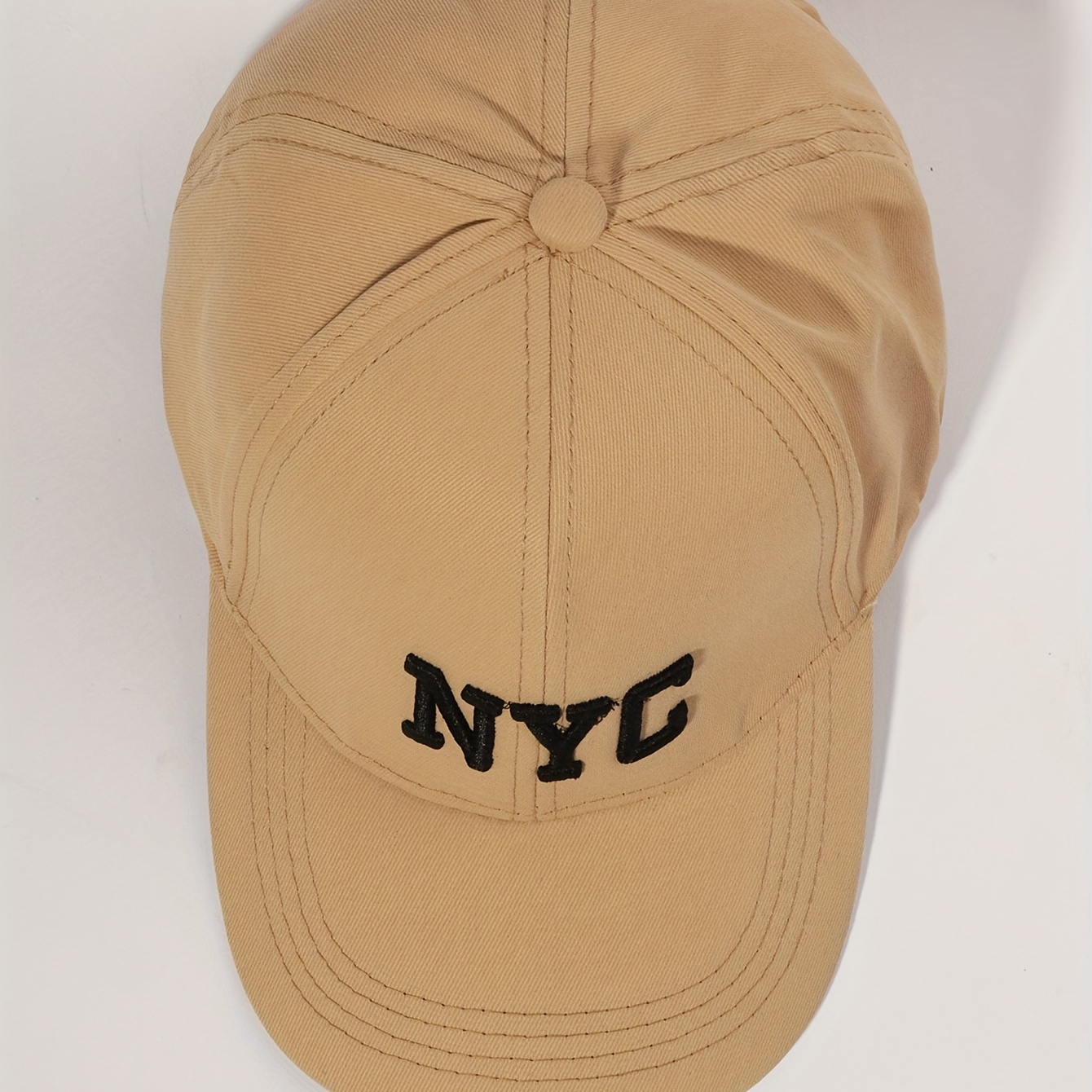 Khaki NYC Embroidered Baseball Cap Solid Color Casual Sun Hats Breathable  Adjustable Dad Hat For Women & Men